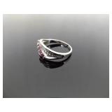 NEW .925 Sterling Silver Ruby Crystal Ring Size 7.75