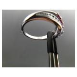 NEW .925 Sterling Silver Ruby Crystal Ring Size 7.75