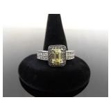 .925 Sterling Silver Citrine Ring Size 9