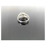 .925 Sterling Silver Citrine and Peridot Crystal Heart Ring Size 8