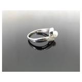 .925 Sterling Silver Genuine Pearl Ring Size 11
