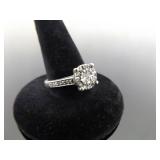 .925 Sterling Silver Diamond Accented Ring Size 7