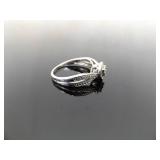 .925 Sterling Silver Diamond Accented Heart Ring Size 9