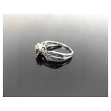 .925 Sterling Silver Diamond Accented Heart Ring Size 9