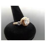 .925 Sterling Silver Zirconia Rose Gold Ring Size 7