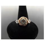 .925 Sterling Silver Zirconia Rose Gold Ring Size 7
