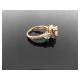 .925 Sterling Silver Zirconia Rose Gold Ring Size 7