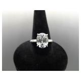 .925 Sterling Silver Oval Zirconia Ring Size 6.25