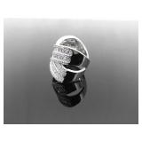 .925 Sterling Silver Zirconia Baguette Crossover Band Ring Size 7