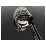 .925 Sterling Silver Zirconia Baguette Crossover Band Ring Size 7