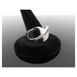 NEW .925 Sterling Silver Zirconia Crossover Band Ring Size 10