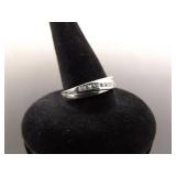 .925 Sterling Silver Zirconia Crossover Band Ring Size 7