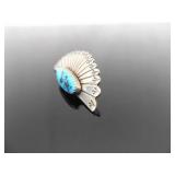 .925 Sterling Silver Navajo Turquoise Cabochon Post Earrings