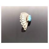 .925 Sterling Silver Navajo Turquoise Cabochon Post Earrings