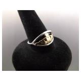 .925 Sterling Silver Gold Accented Irish Claddagh Ring Size 7