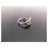 .925 Sterling Silver Gold Accented Irish Claddagh Ring Size 7