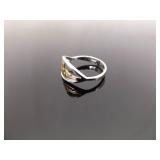 .925 Sterling Silver Gold Accented Irish Claddagh Ring Size 7