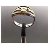 .925 Sterling Silver Gold Accented Irish Claddagh Ring Size 7