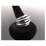 .925 Sterling Silver Hand Hammered Multi Band Ring Size 8