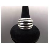 .925 Sterling Silver Hand Hammered Multi Band Ring Size 8