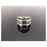 .925 Sterling Silver Hand Hammered Multi Band Ring Size 8