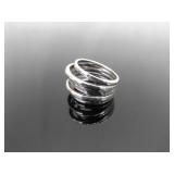 .925 Sterling Silver Hand Hammered Multi Band Ring Size 8