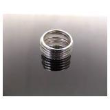 .925 Sterling Silver Hand Hammered Multi Band Ring Size 8