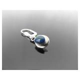 .925 Sterling Silver Azurite Cabochon Hinged Clasp Dangle Hook Earrings