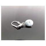 .925 Sterling Silver Azurite Cabochon Hinged Clasp Dangle Hook Earrings