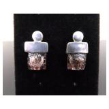 .925 Sterling Silver Purple Molten Post Earrings