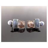 .925 Sterling Silver Purple Molten Post Earrings