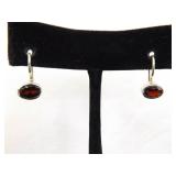 NEW .925 Sterling Silver Garnet Hook Latch Earrings