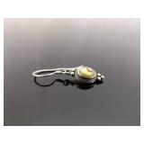 .925 Sterling Silver Abalone Cabochon Dangle Hook Earrings