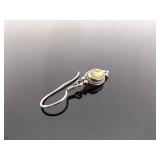 .925 Sterling Silver Abalone Cabochon Dangle Hook Earrings