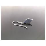 .925 Sterling Silver Abalone Cabochon Dangle Hook Earrings