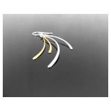 New .925 Sterling Silver Gold Accented Leaf Dangle Hook Earrings