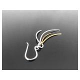 New .925 Sterling Silver Gold Accented Leaf Dangle Hook Earrings