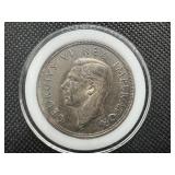 1947 High Grade South Africa Silver 5 Shillings, AU+ or Better, Very Tough Find in this Condition, Beautiful Toning