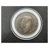 1947 High Grade South Africa Silver 5 Shillings, AU+ or Better, Very Tough Find in this Condition, Beautiful Toning