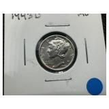 1943 D High Grade Mercury Dime, AU or Better