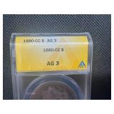 1880 CC Low Mintage AG3 Morgan Dollar. 4th Lowest Mintage of CC Morgans