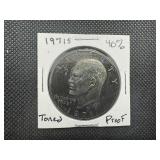 1971 S 40% Silver Eisenhower Dollar. Beautiful Unique Toning