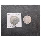 1853O & 1961 Proof Half Dollars. Details!! The 1853O is damaged in the areas where the arrow would be.