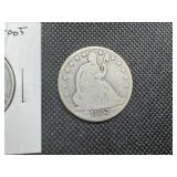 1853O & 1961 Proof Half Dollars. Details!! The 1853O is damaged in the areas where the arrow would be.