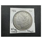 1921 AU Morgan - Silver/Gold Days Unique Vintage Label on Reverse