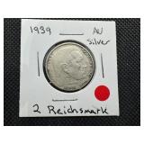 1939 AU Nazi Germany Silver 2 Reichsmark