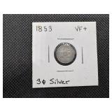 1853 3 Cent Silver Trime VF+ or Better