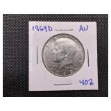 1969 D High Grade Kennedy Half Au or Better