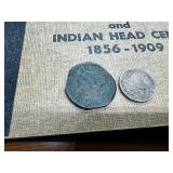 1848 and 1858 Cents + Coin Book, Book is in Excellent Condition