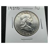 1957 D High Grade Franklin Half AU or Better